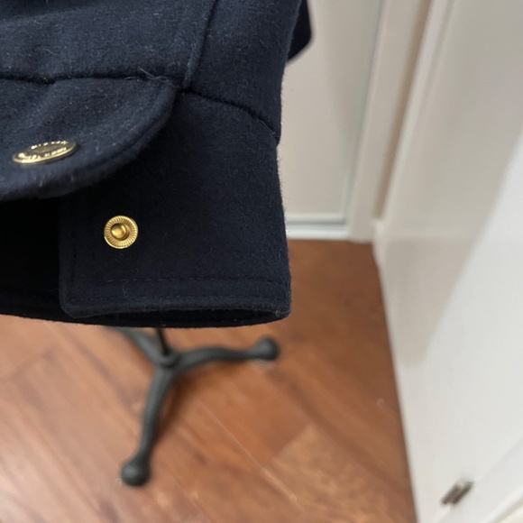 MICHAEL KORS Zip-Up Removable Hood Wool Coat Women Deep Black Lined Goldcolor 1X - Picture 7 of 16